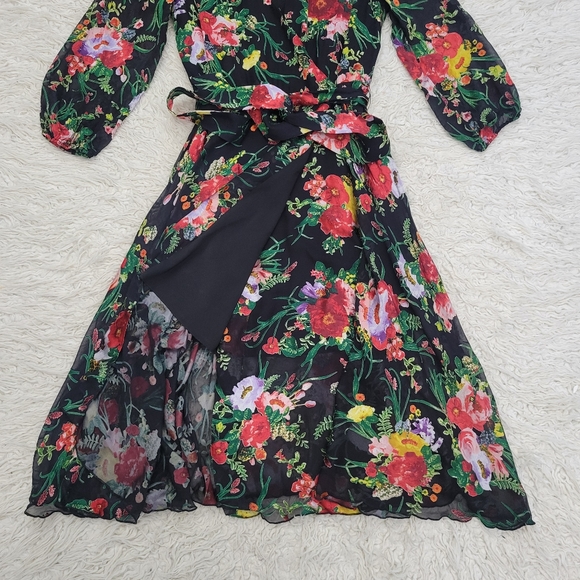 NWT Alice Olivia Abney Silk Floral Wrap Dress SZ 8 - Picture 11 of 15